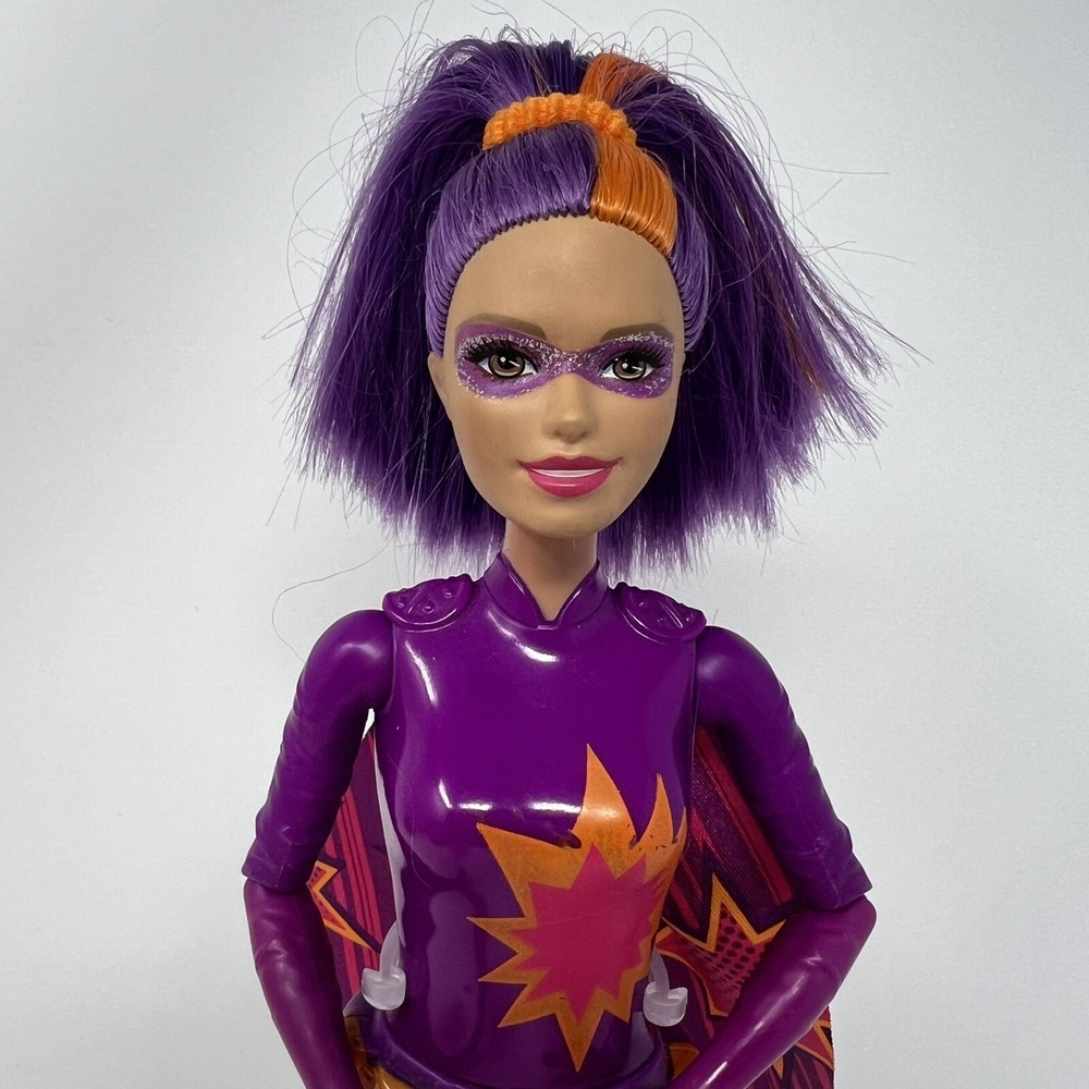 Barbie Princess Power Super Hero Fire Purple Doll w/ Cape‎ Belt